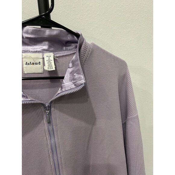Blast Lilac Waffle Knit Zip Up Hoodie Jacket Plus Sz 1X - Picture 4 of 8